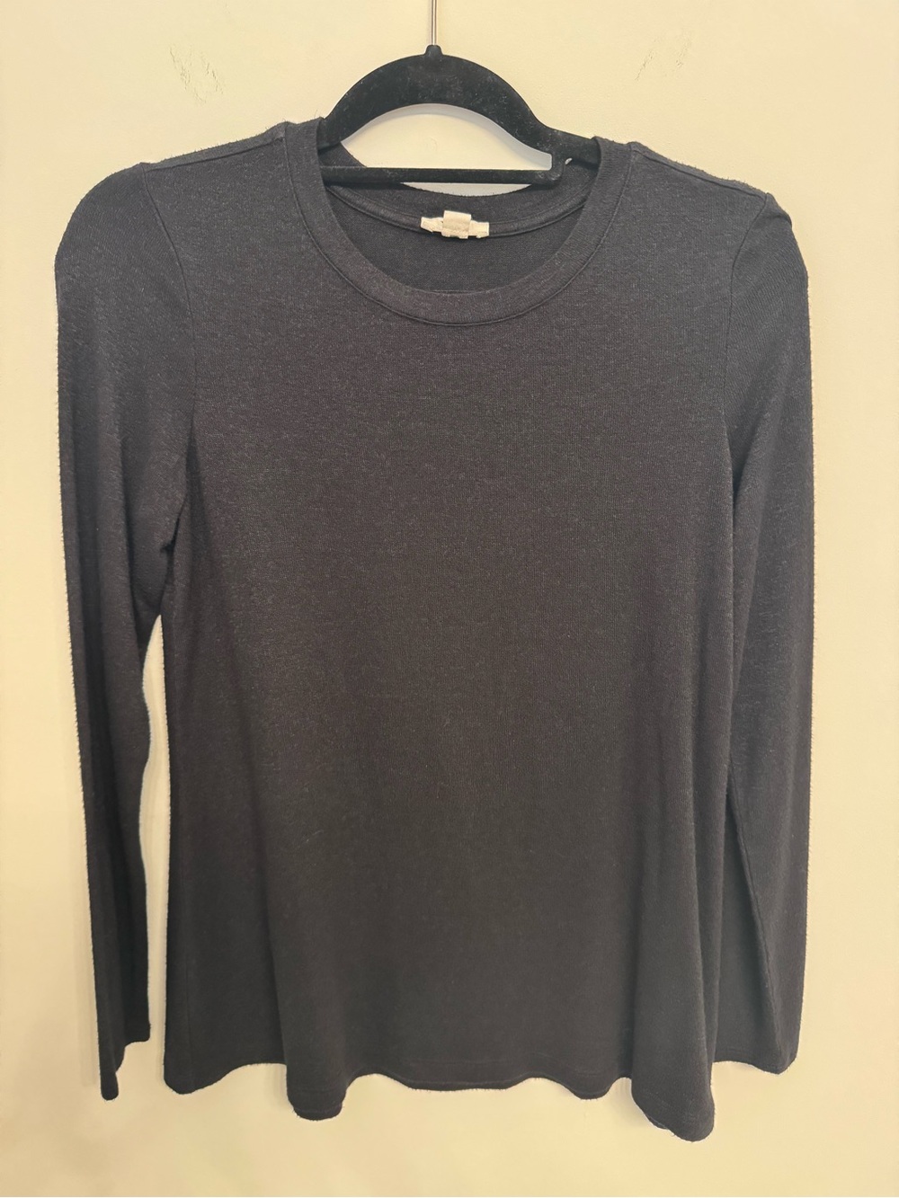 Nic + Zoe Black Long-Sleeve Crewneck Sweater Top